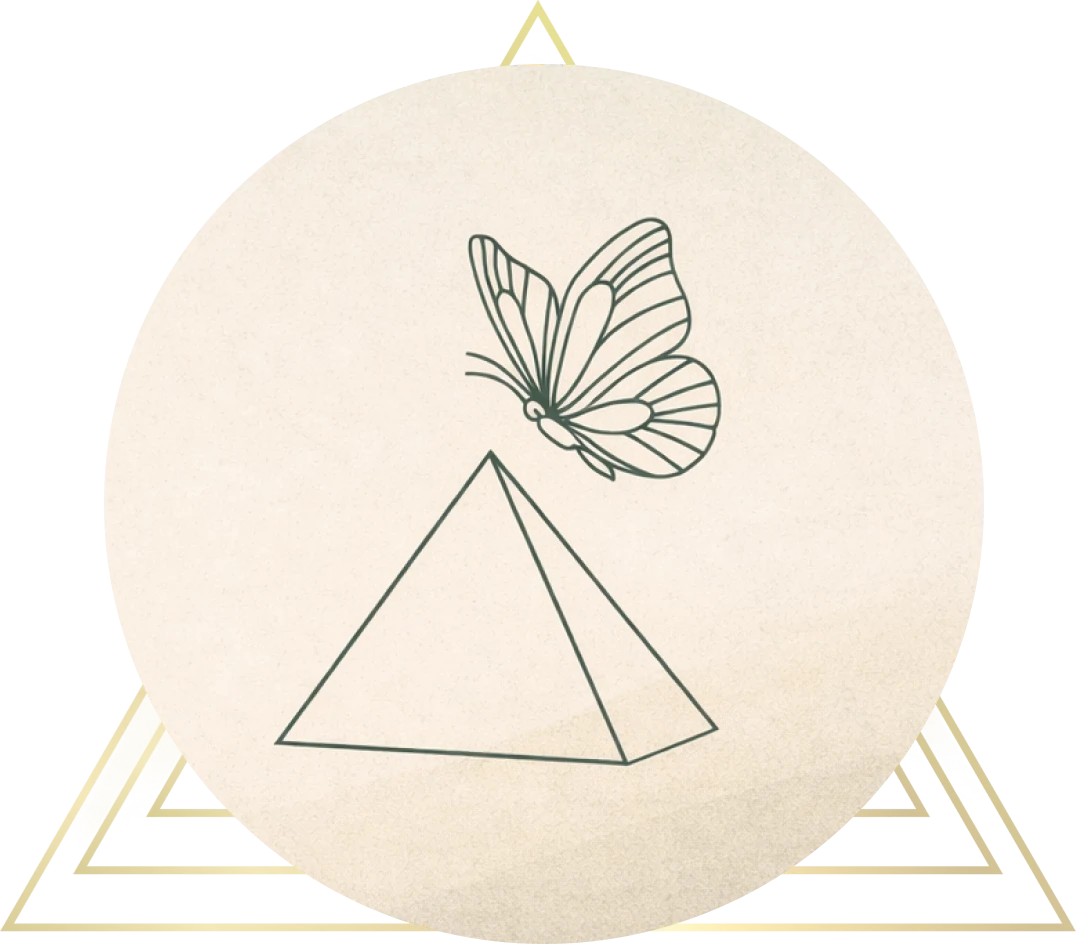 Butterfly over pyramid line drawing